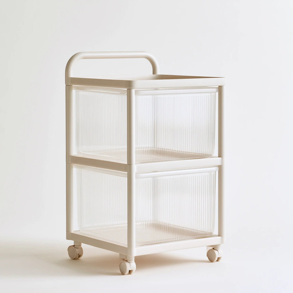 Chariot de rangement aux lignes épurées sur roulettes, coloris blanc