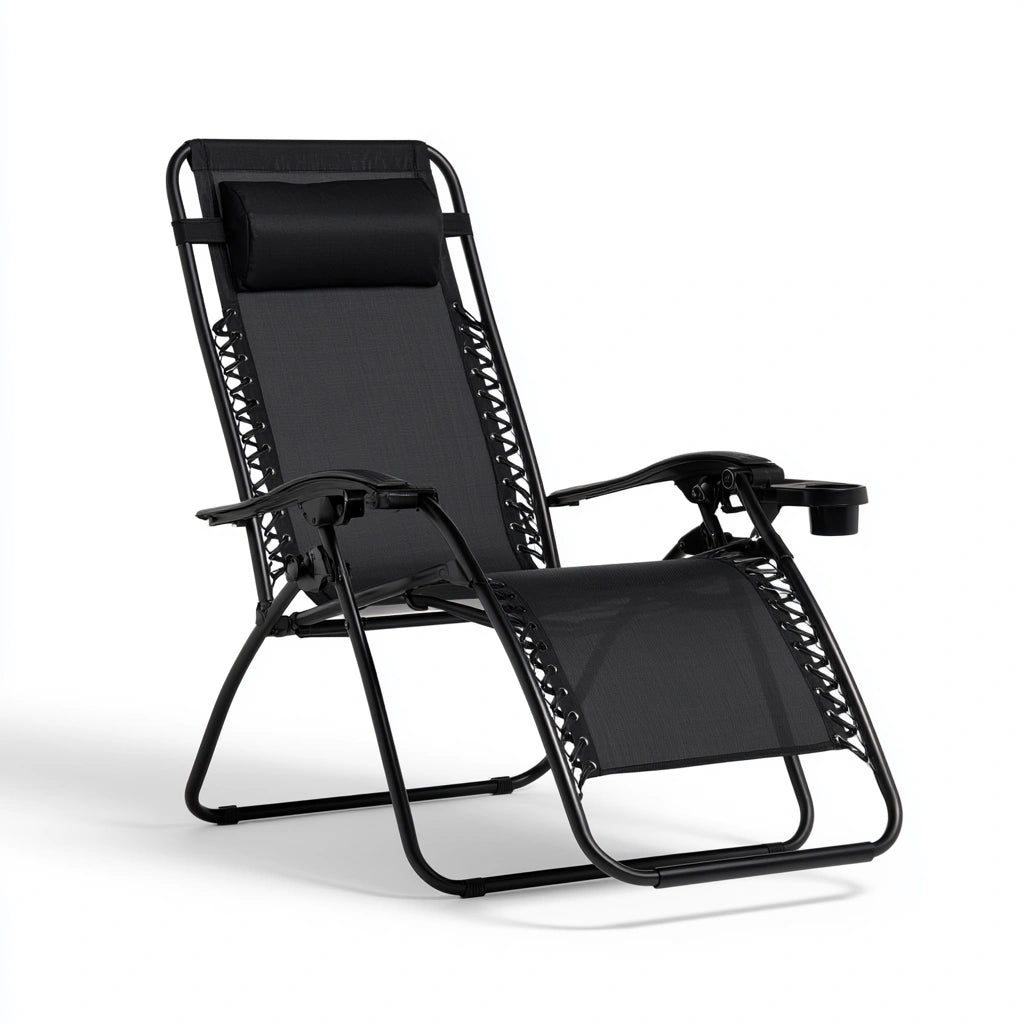 Fauteuil relax zéro gravité aux lignes épurées, coloris noir
