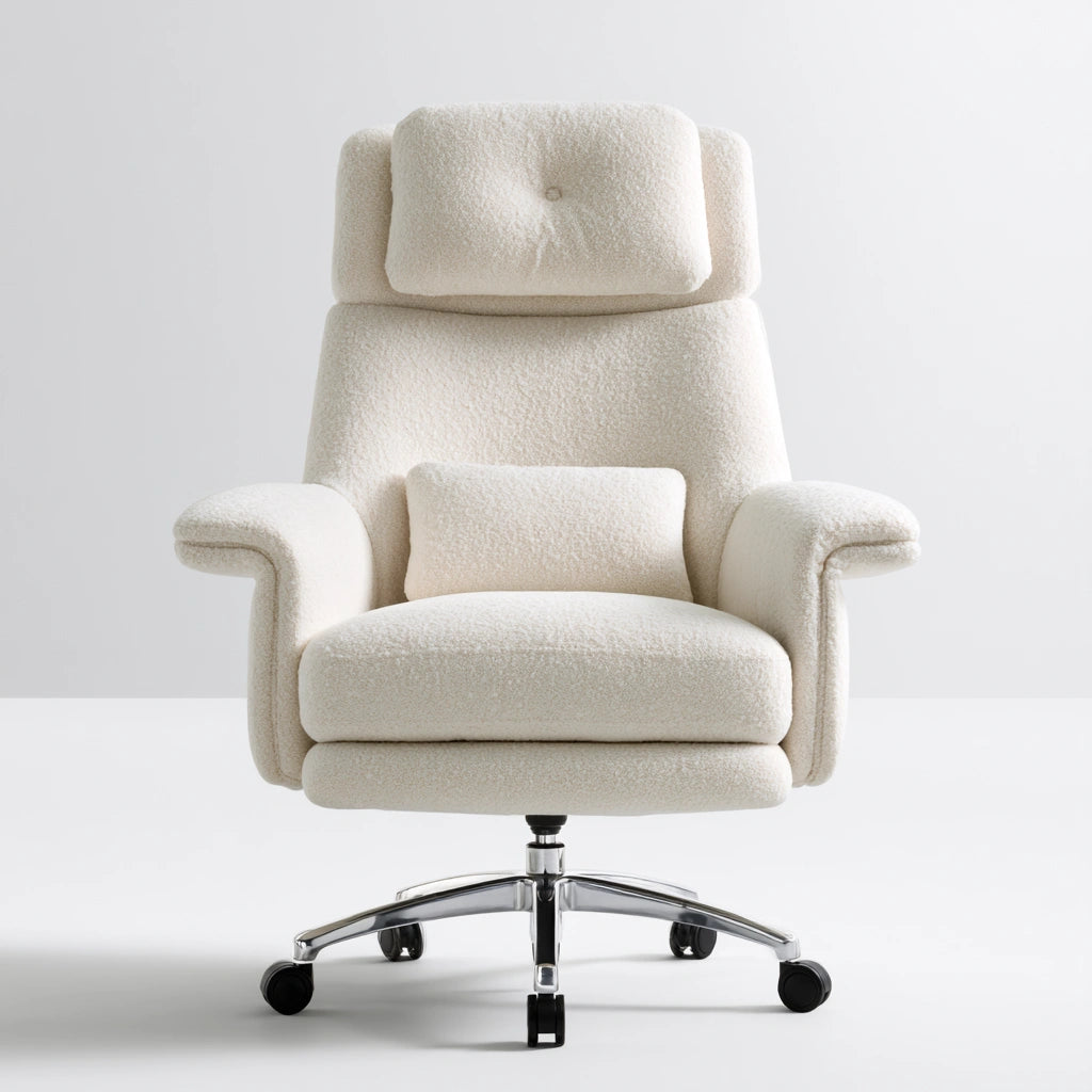 Fauteuil de bureau direction aux lignes épurées, coloris blanc cassé