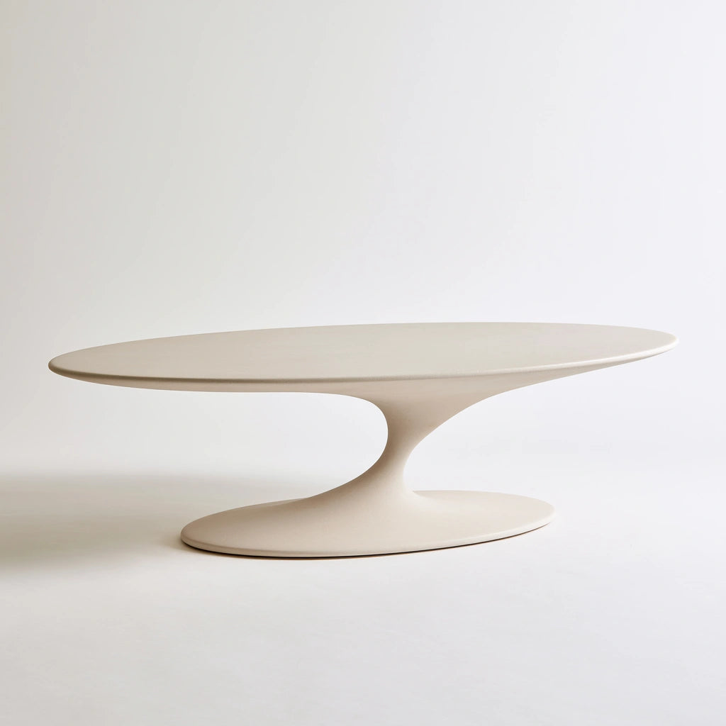 Table basse aux lignes épurées, coloris blanc cassé