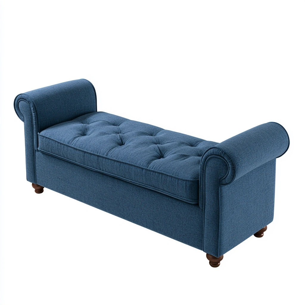 Banc avec rangement en tissu, coloris bleu moyen