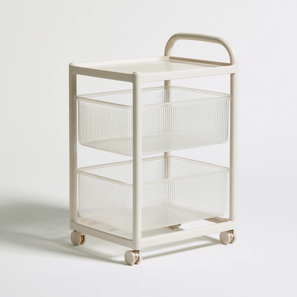 Chariot de rangement aux lignes épurées sur roulettes, coloris blanc