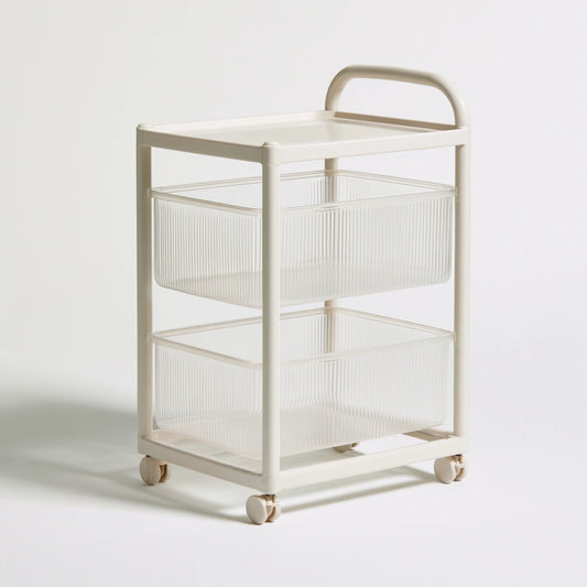 Chariot de rangement aux lignes épurées sur roulettes, coloris blanc