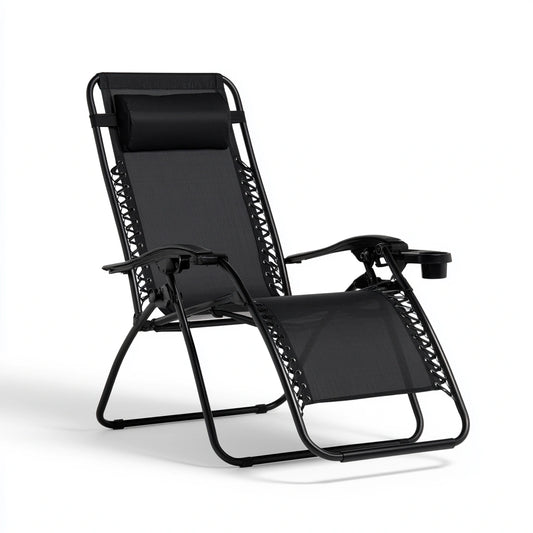 Fauteuil relax zéro gravité aux lignes épurées, coloris noir