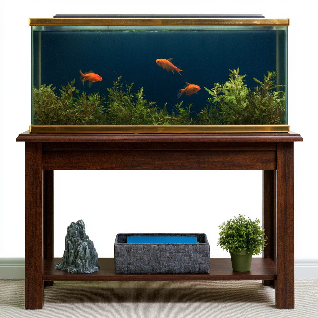 Meuble support pour aquarium en bois, coloris brun foncé
