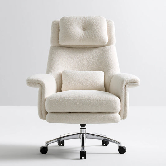 Fauteuil de bureau direction aux lignes épurées, coloris blanc cassé
