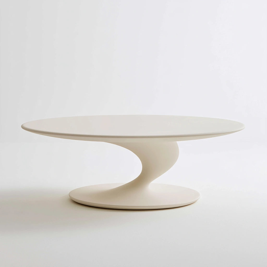 Table basse aux lignes épurées, coloris blanc cassé