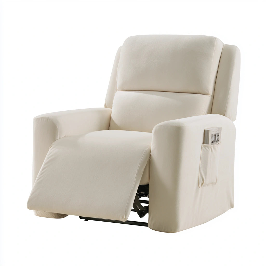 Housse extensible pour siège en velours, coloris blanc cassé