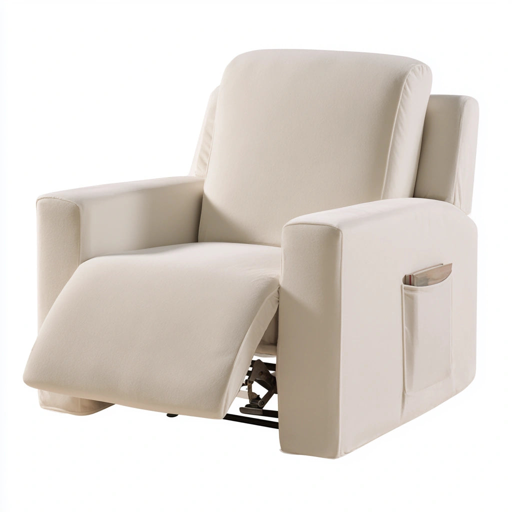Housse extensible pour siège en velours, coloris blanc cassé